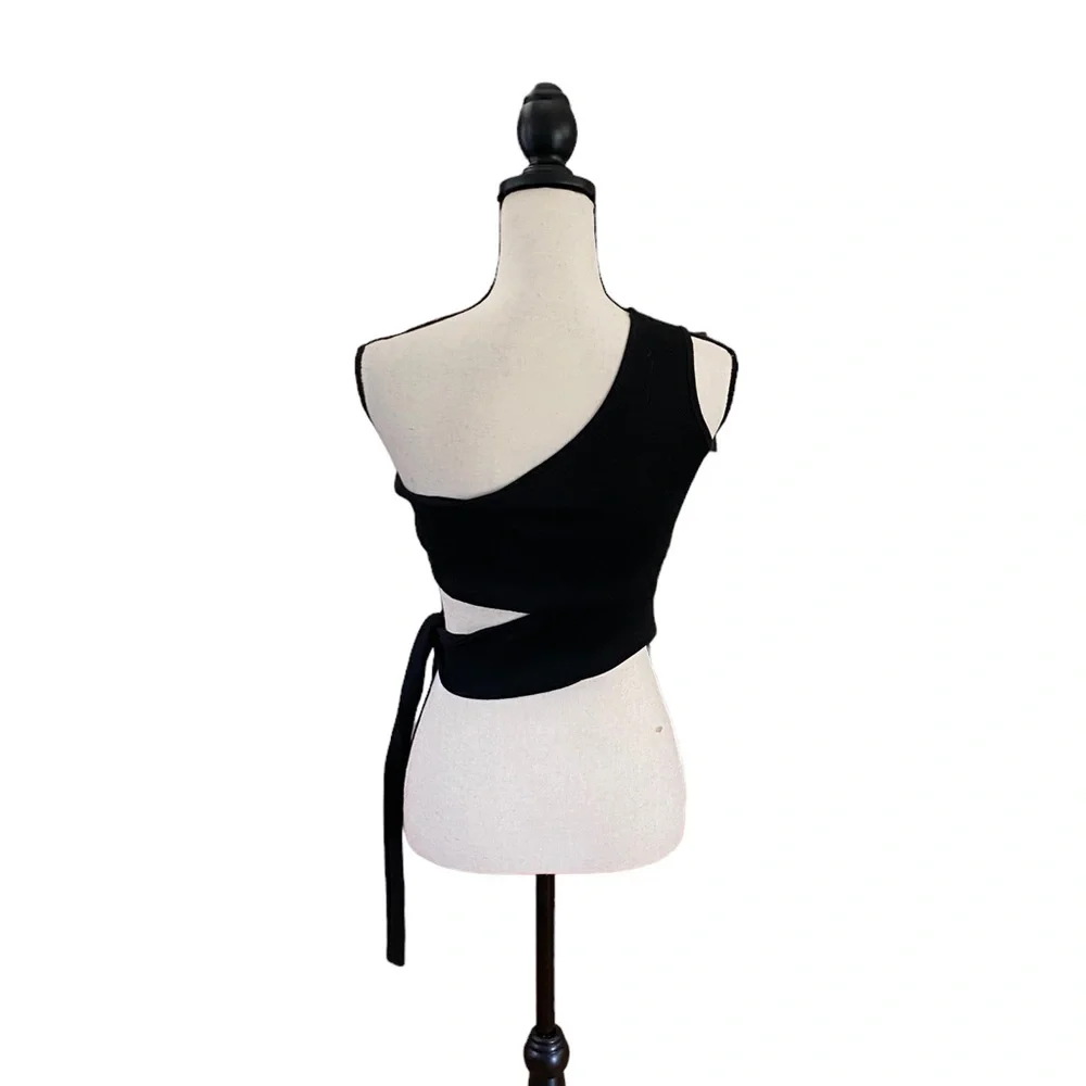One Shoulder Tie Bottom Crop Top - Picture 3 of 3